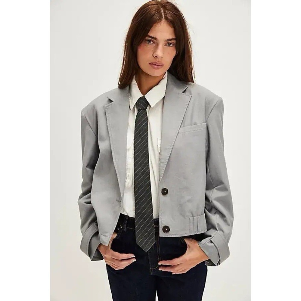 NWT Free People Agnes Solid Jacket Sz S Blazer Bomber Preppy MSRP $298